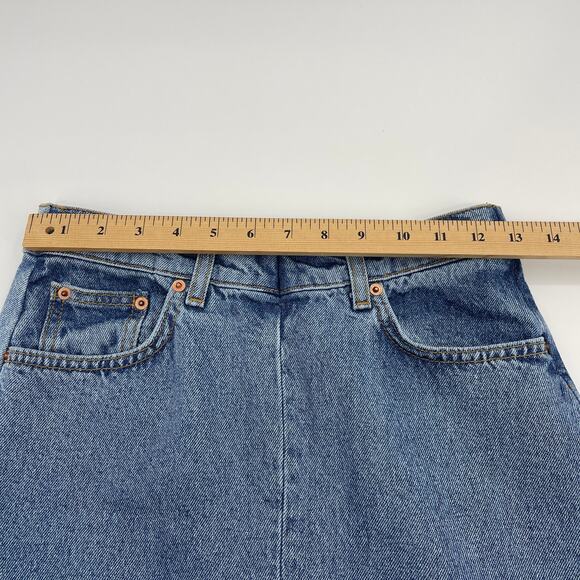 ZARA Women The 90s Y2K Collection Denim Midi Skirt Size S Blue Back Slit Pencil - Picture 6 of 8